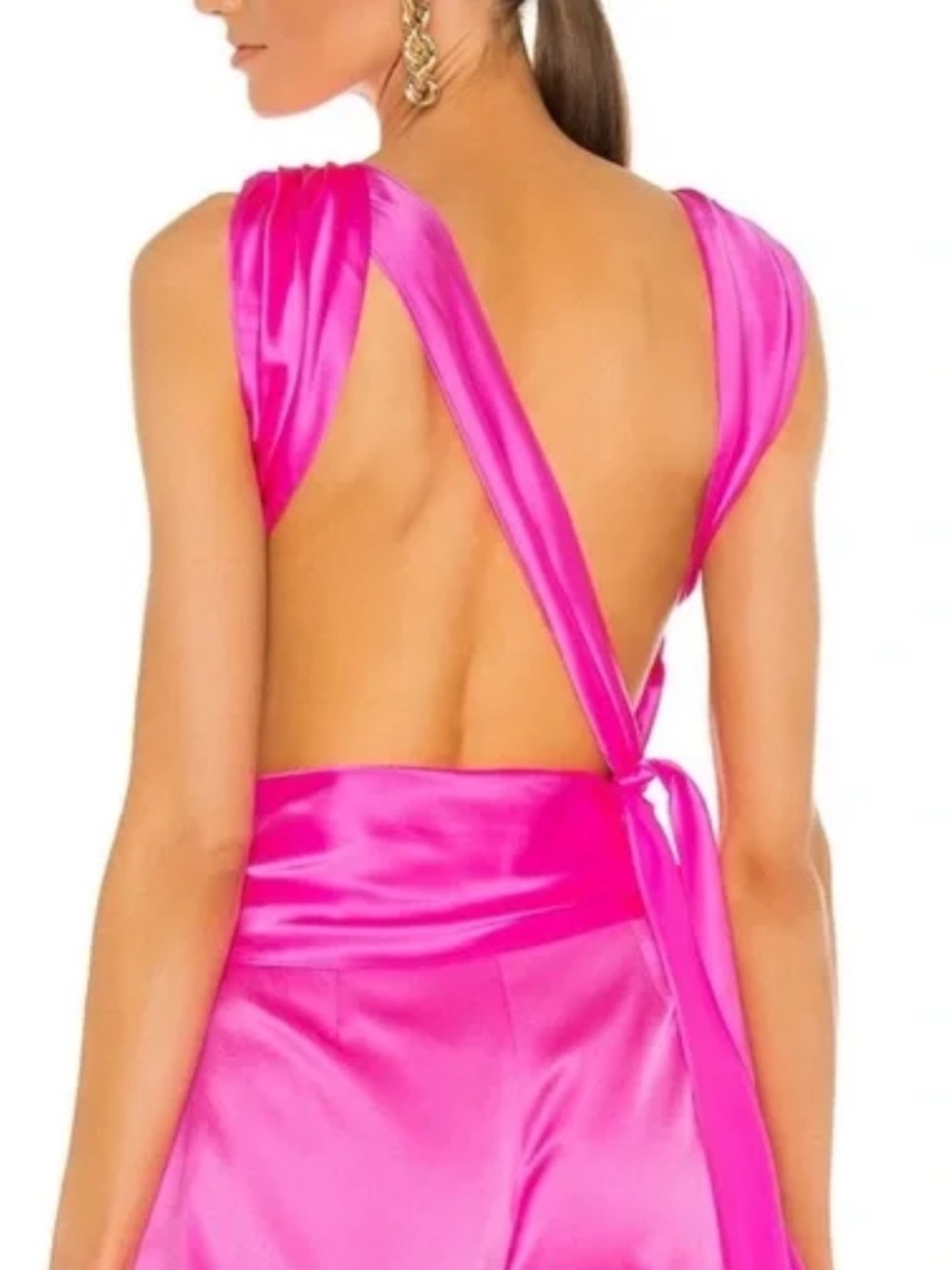 The Bar Asher Silk Backless Top in Bubblegum Hot Pink Size Medium - Picture 2 of 10